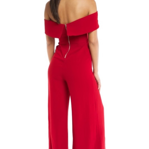 โค๏ธโ๐ฅ VALENTINES ๐ Slit Leg Off Shoulder Jumpsuit Red - Picture 4 of 8